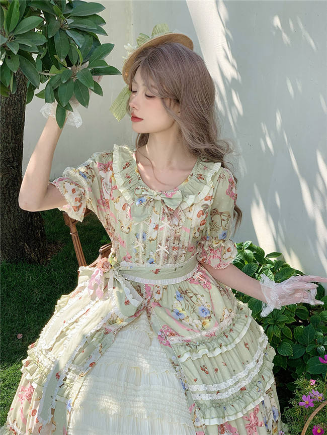 Miss Point Kitty and Rose Green Lolita Dress and Skirt