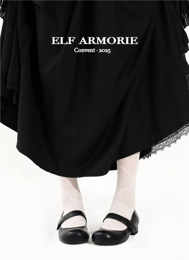 ElfArmorie Monastery Leather Upper Black Heels Shoes
