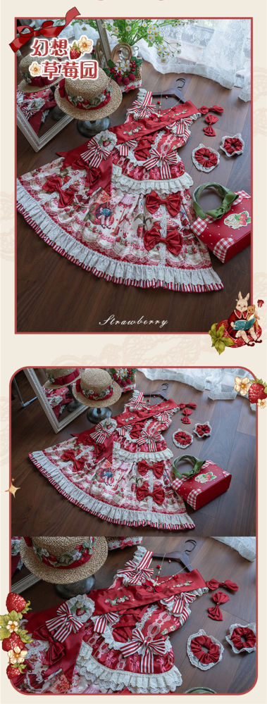 Fantasy Strawberry Garden Sweet Lolita Dress and Blouse