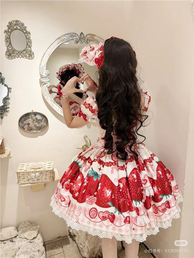 Sweet Strawberry Short Sleeves Lolita Dress and Jumper Dress