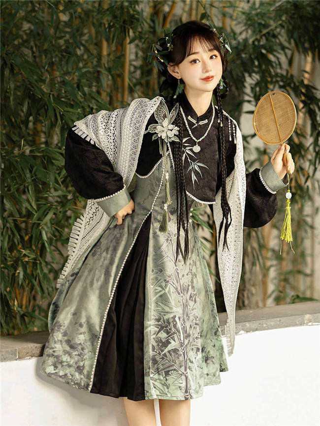 Bamboo Print Han Style Dress Set