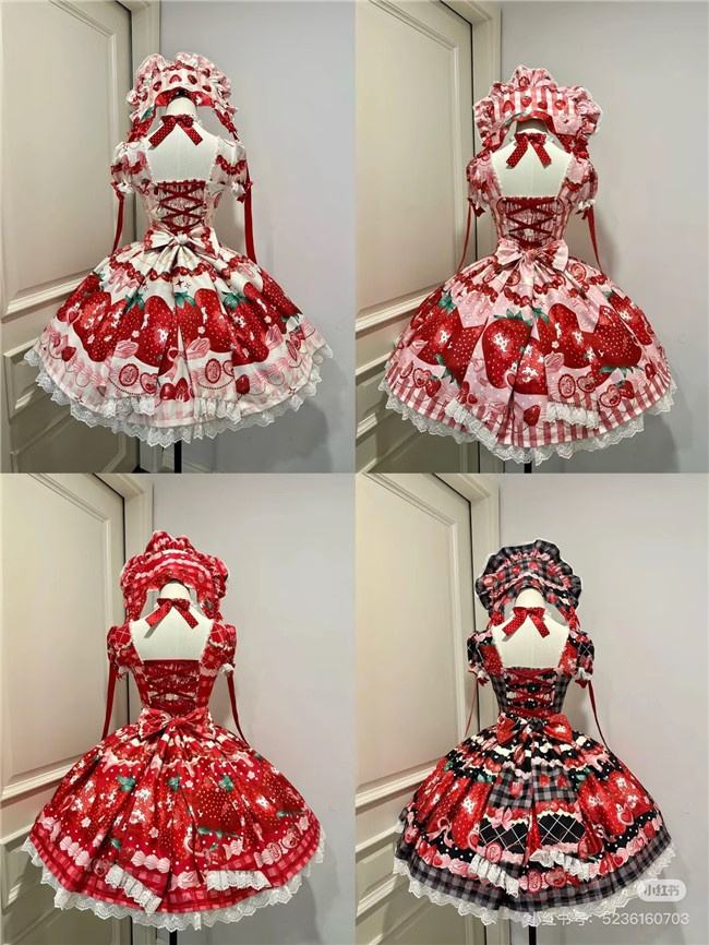 Sweet Strawberry Short Sleeves Lolita Dress and Jumper Dress