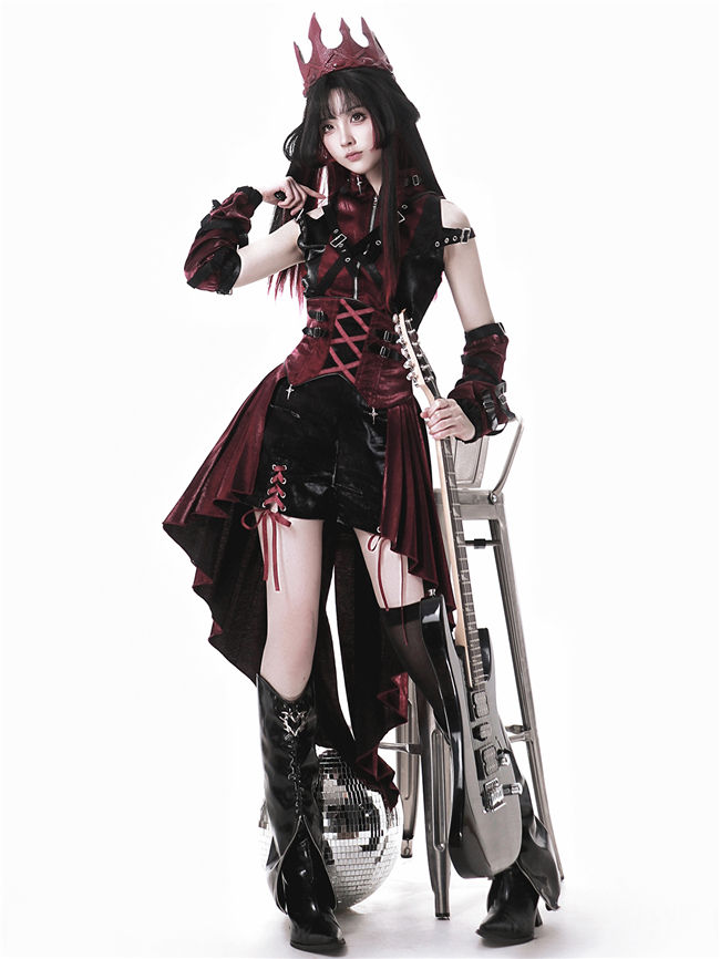 Chief Assassin Black and Red Punk Lolita Dress Set