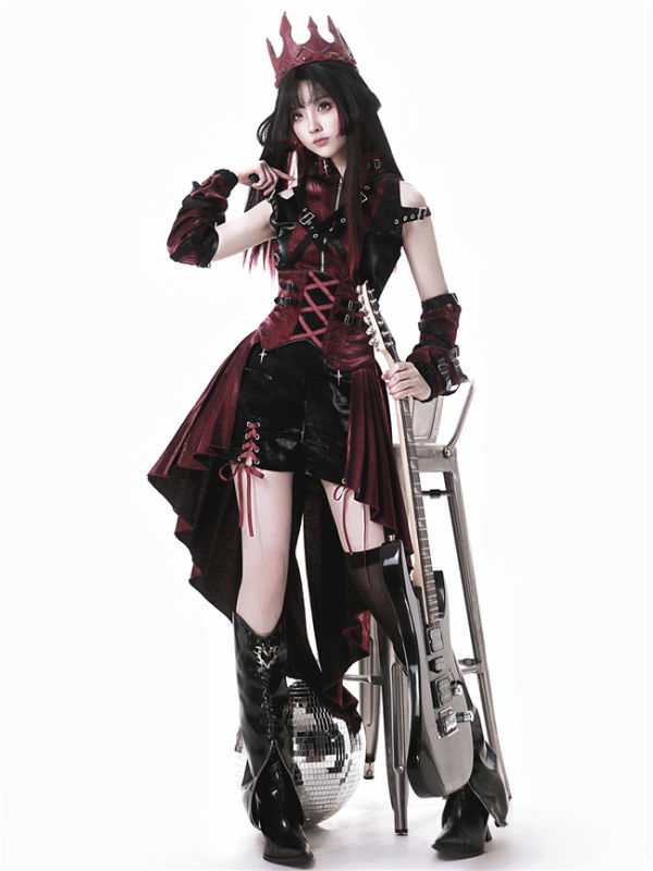 Chief Assassin Black and Red Punk Lolita Dress Set