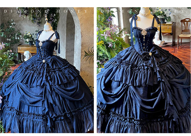 Diamond Honey Moonlight Lover Blue Fluffy Princess Prom Dress