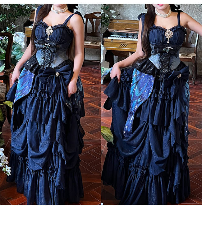 Diamond Honey Moonlight Lover Blue Fluffy Princess Prom Dress