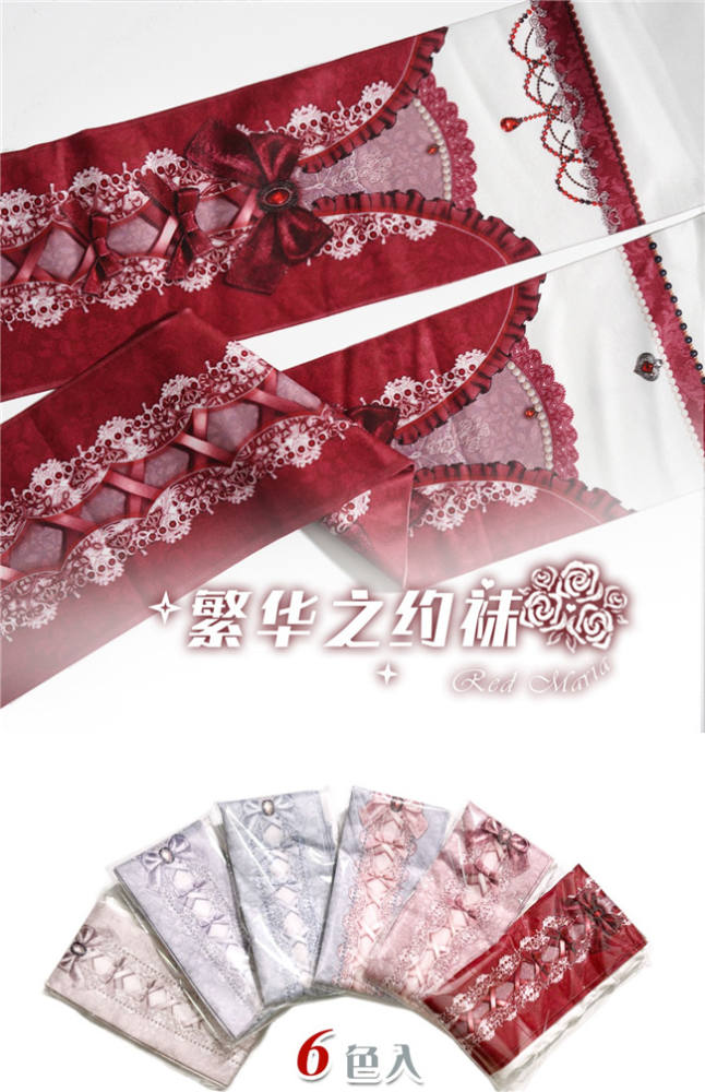 Red Maria Ribbon Bowknot Lolita Tights