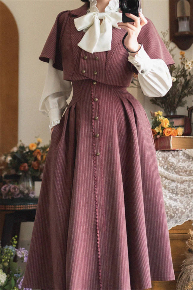 Forest Wardrobe Forest Letterhead Stripe Lolita Skirt, Coat and Blouse