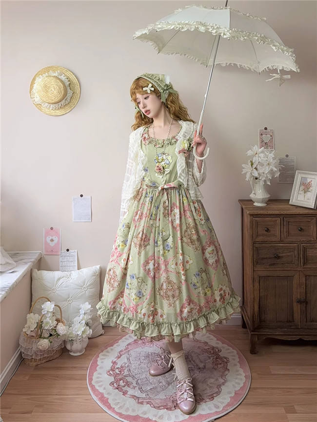 Miss Point Kitty and Rose Green Lolita Dress and Skirt