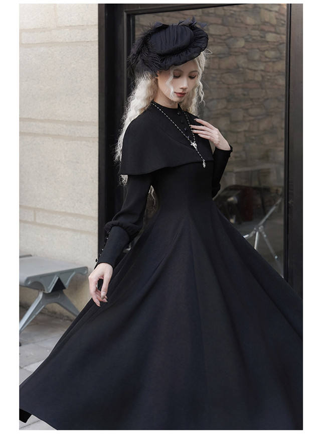 Withpuji Fake Two Pieces Gothic Lolita Dress