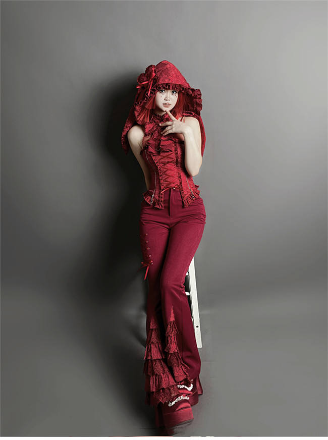 Rabbit and Cat Theme Halter Neck Top, Tiered Skirt and Trousers