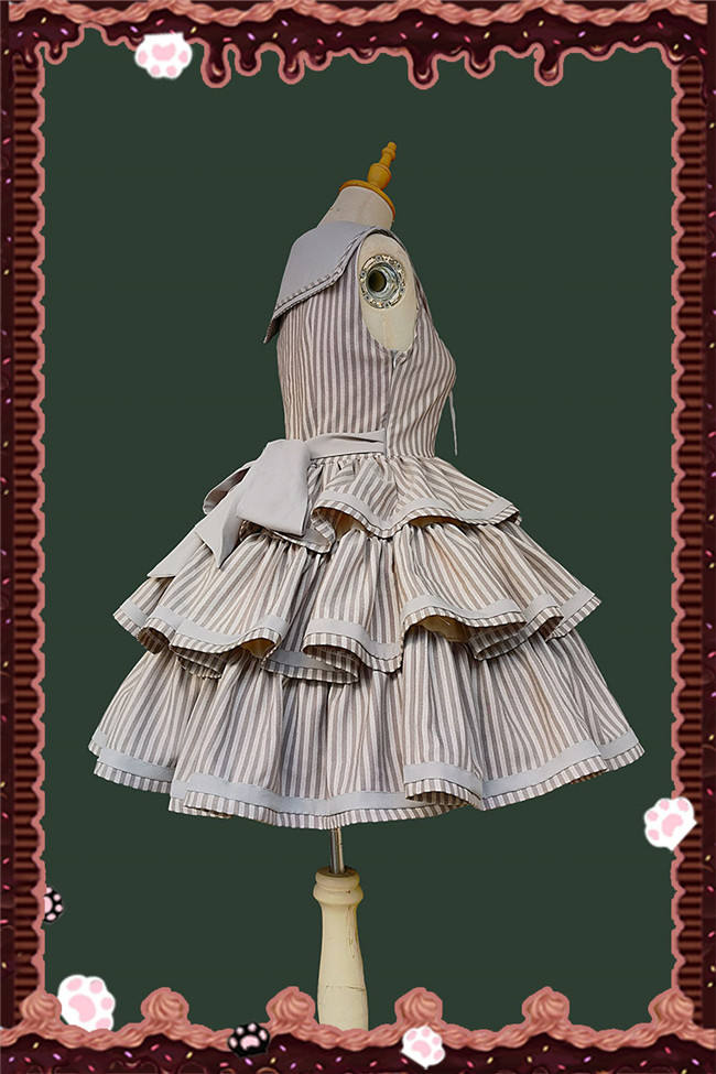 Infanta Stripe Tiered Lolita Jumper Dress, Cape and Blouse