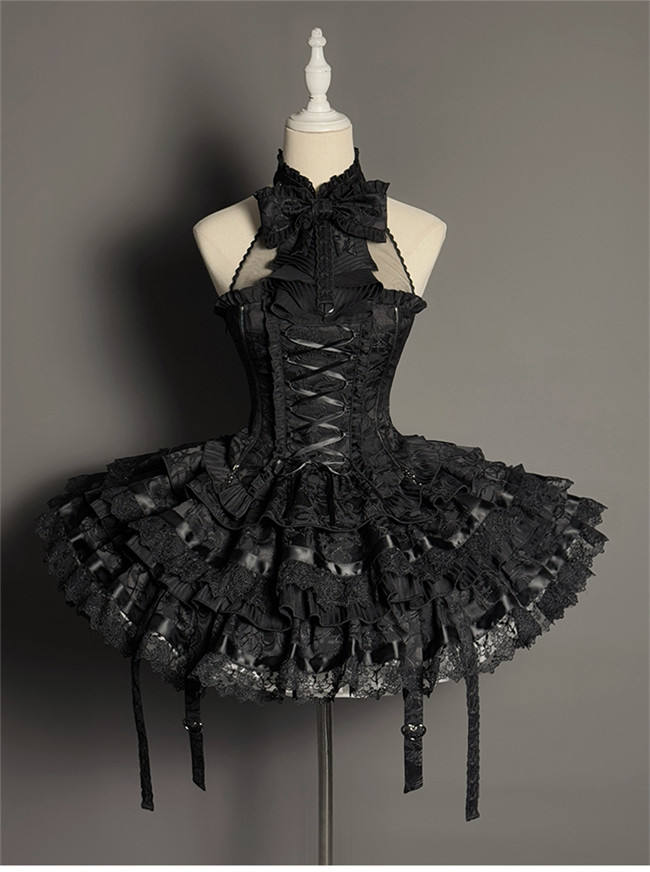 Rabbit and Cat Theme Halter Neck Top, Tiered Skirt and Trousers
