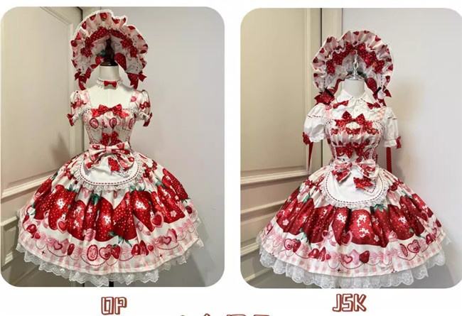 Sweet Strawberry Short Sleeves Lolita Dress and Jumper Dress