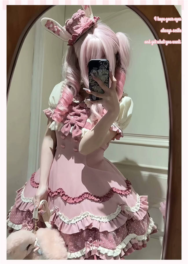 Sakurahime Rabbit Cake Sweet Lolita Dress and Hat