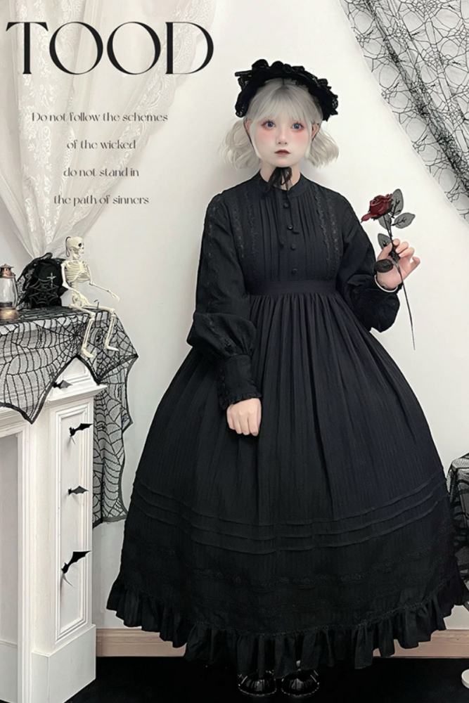 Quiet Place Kuro Shiro Lolita Gothic One Piece Dress