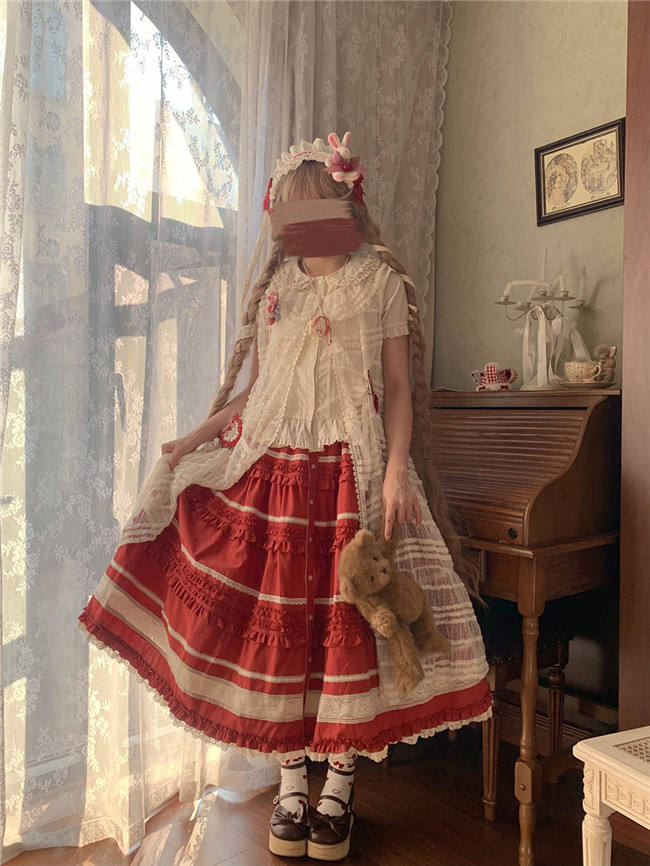 Miss Point Kitty and Rose Unicolor Lolita Skirt