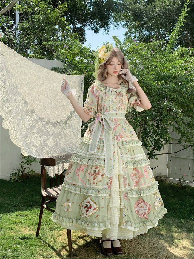 Miss Point Kitty and Rose Green Lolita Dress and Skirt