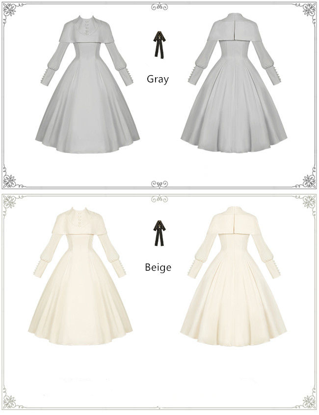 Withpuji Fake Two Pieces Gothic Lolita Dress