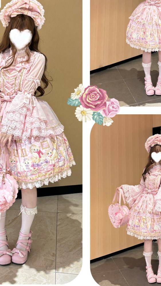 Discovering Treasure Picture Frame Cat Printed Lolita Dress