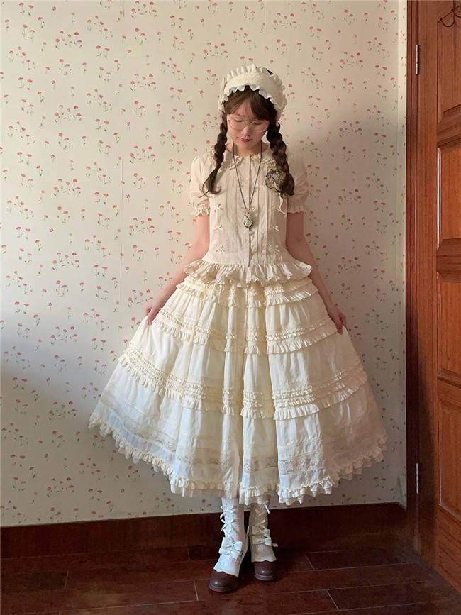 Miss Point Kitty and Rose Unicolor Lolita Skirt