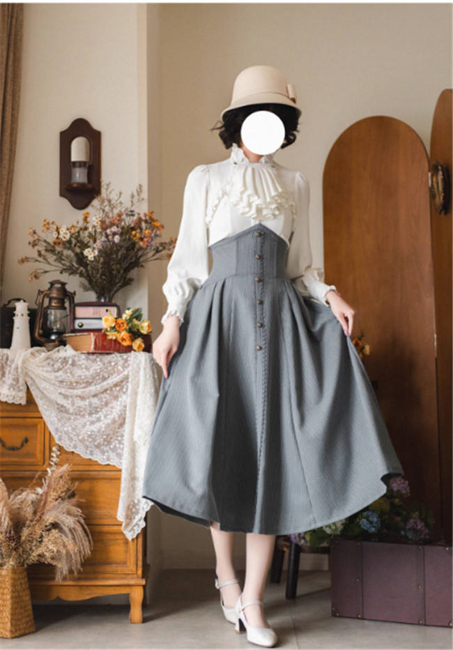 Forest Wardrobe Forest Letterhead Stripe Lolita Skirt, Coat and Blouse