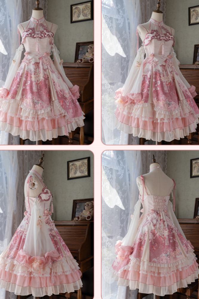 Ying Luo Fu Cherry blossoms Sweet JSK Lolita Dress and Accessories