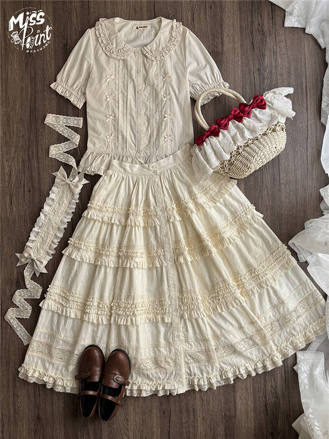Miss Point Kitty and Rose Unicolor Lolita Skirt