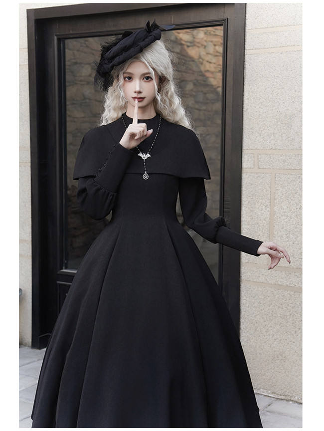 Withpuji Fake Two Pieces Gothic Lolita Dress
