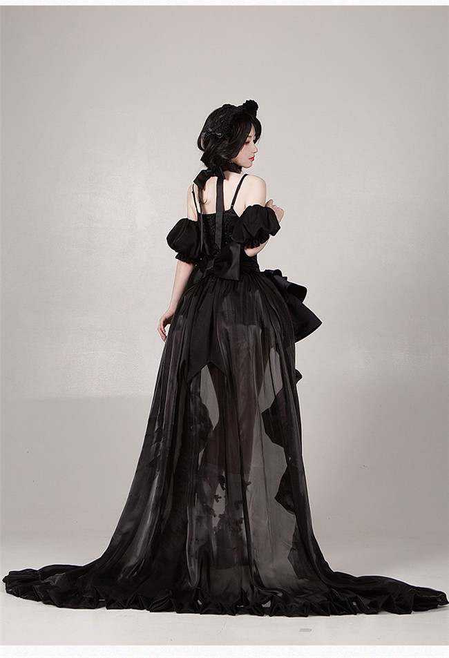 Withpuji Cowl Neck Boned Lolita Dress, Train and Accessories