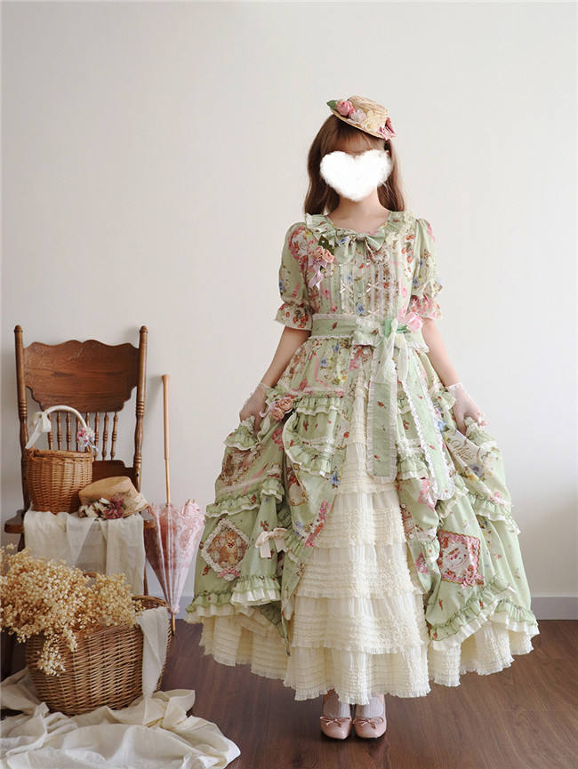 Miss Point Kitty and Rose Green Lolita Dress and Skirt