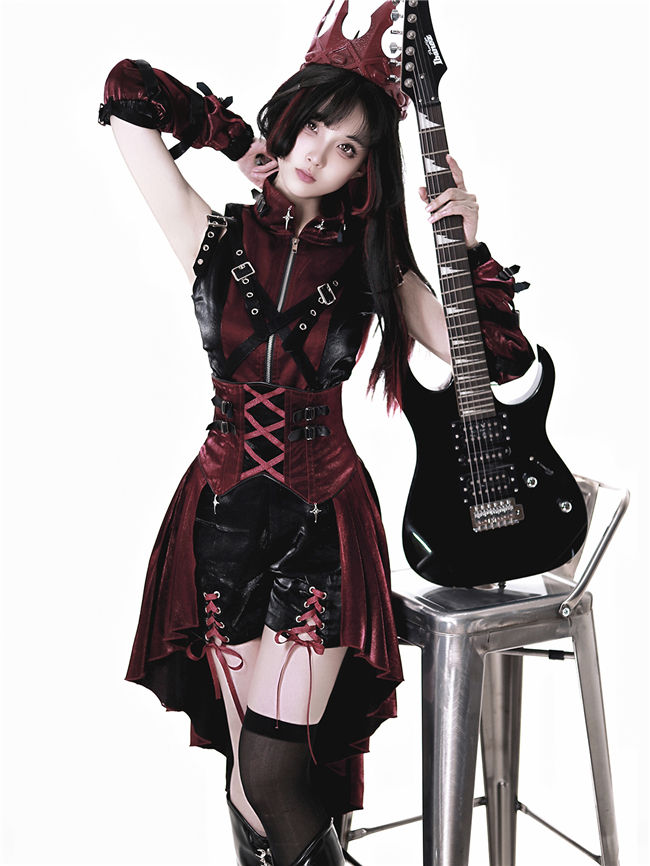 Chief Assassin Black and Red Punk Lolita Dress Set