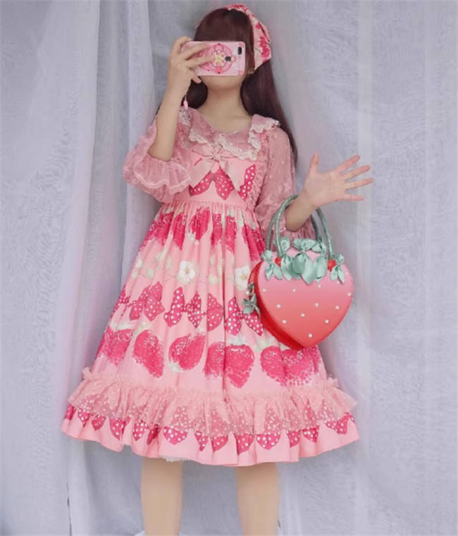 Pearls Bowknot Strawberry Lolita Bag