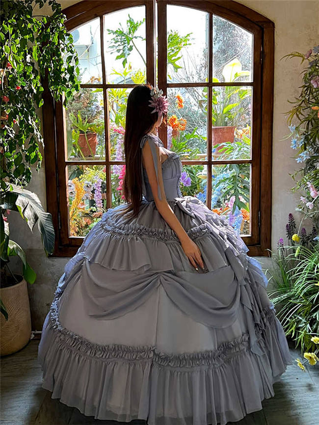 Diamond Honey Moonlight Lover Blue Fluffy Princess Prom Dress