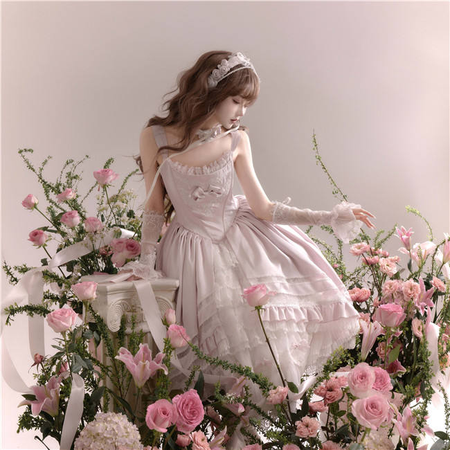 The Rose Covenant Embroidery Lolita Dress, Underskirt, Headdress and Hand Cuffs