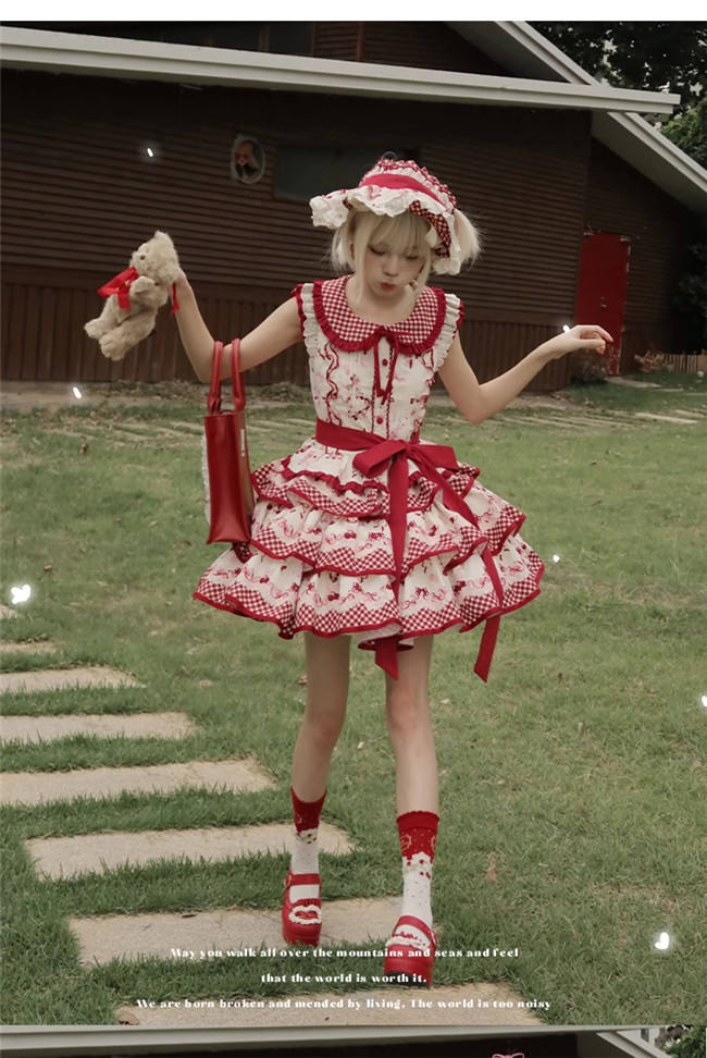 Honey Machine Ripe Cherry Sweet Lolita Skirt and Top