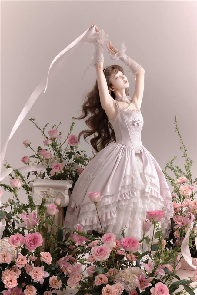 The Rose Covenant Embroidery Lolita Dress, Underskirt, Headdress and Hand Cuffs