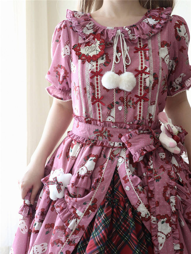 Miss Point Forest Berry Rabbit Lolita Short Sleeves Dress