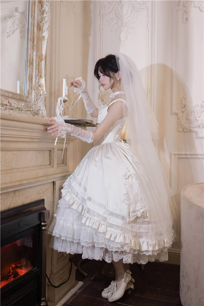 The Rose Covenant Embroidery Lolita Dress, Underskirt, Headdress and Hand Cuffs
