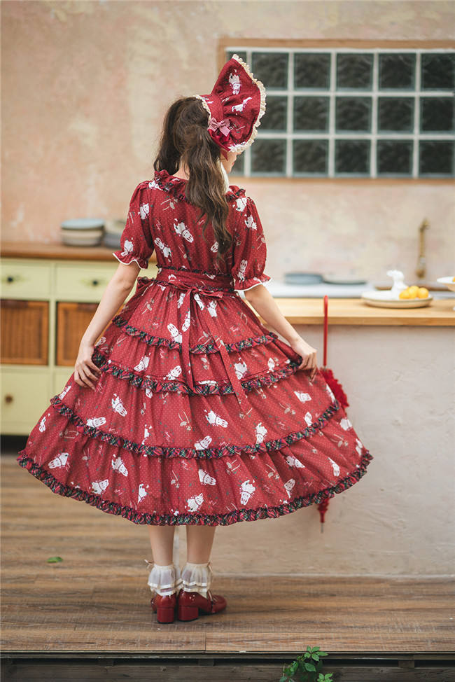 Miss Point Forest Berry Rabbit Lolita Short Sleeves Dress