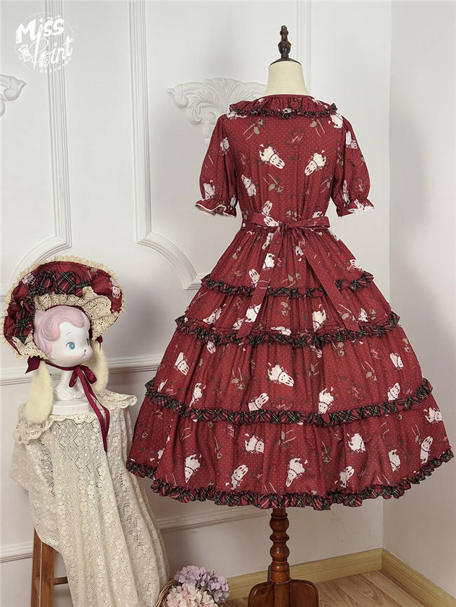 Miss Point Forest Berry Rabbit Lolita Short Sleeves Dress