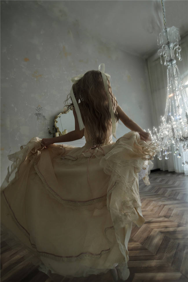Caramel Antique Lamp Shadow Lolita Skirt and Fishbone Top