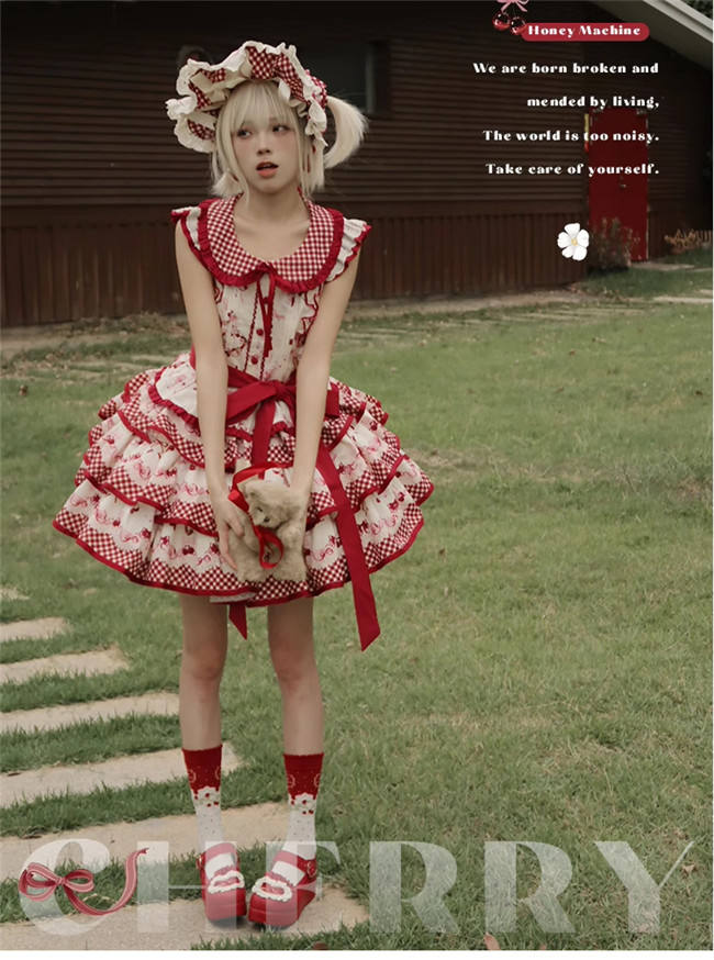 Honey Machine Ripe Cherry Sweet Lolita Skirt and Top