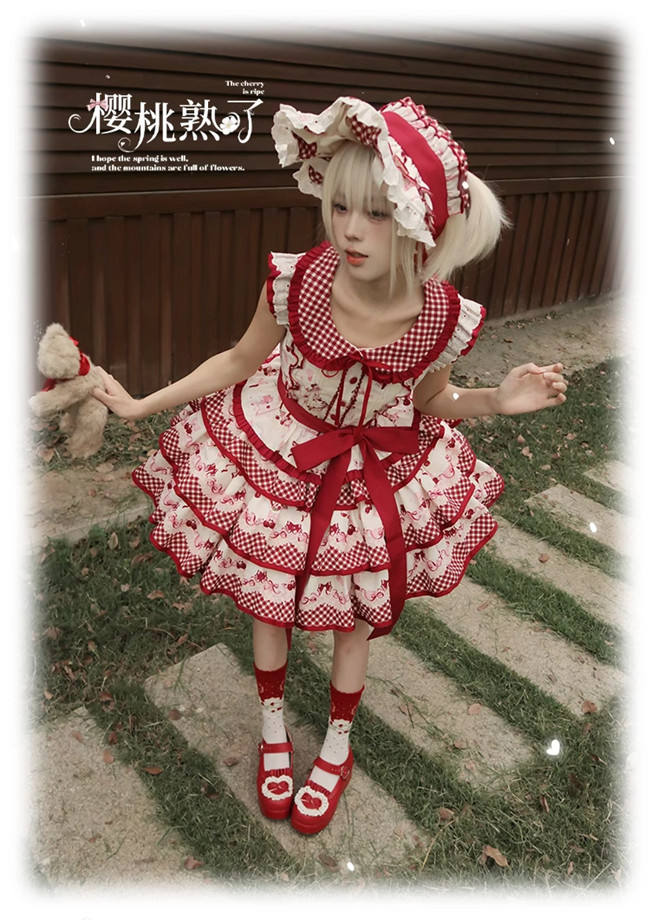 Honey Machine Ripe Cherry Sweet Lolita Skirt and Top
