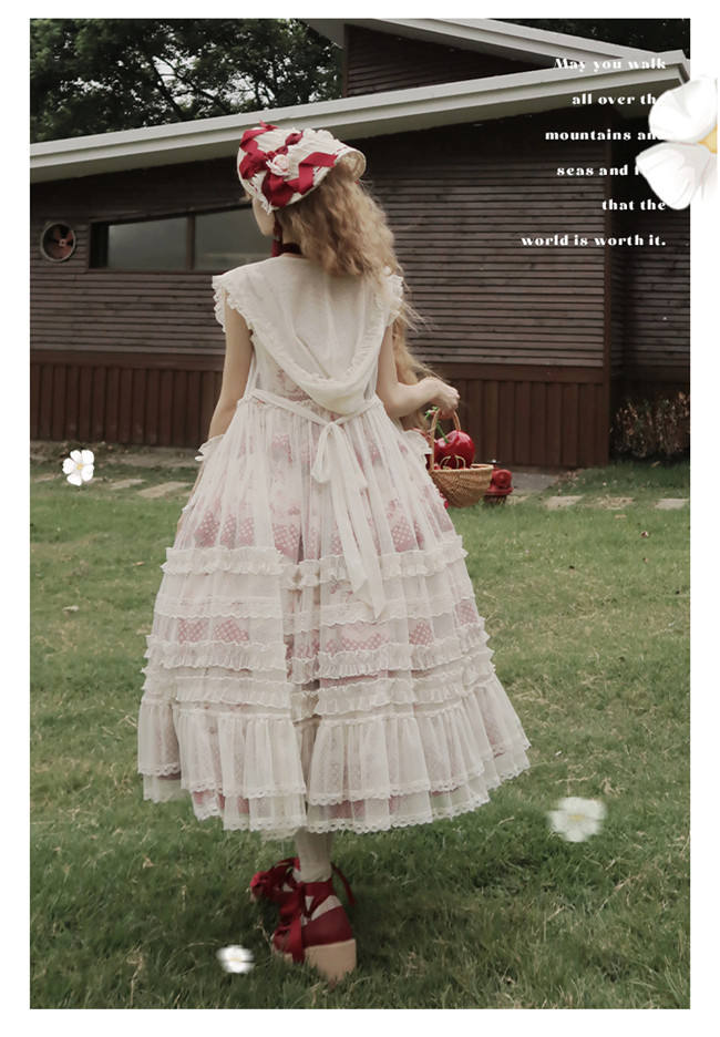 Honey Machine Ripe Cherry Classic Lolita Dress, Overdress, Hat and Bonnet