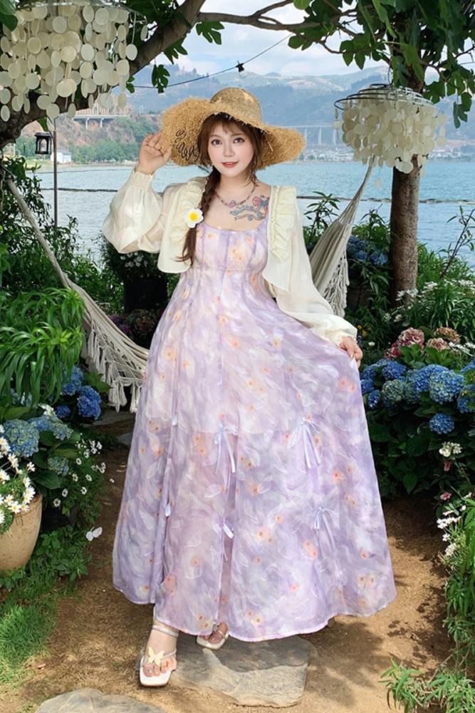 Hard Candy French Vacation Spaghetti Strap Purple Dress and Outerwear Top