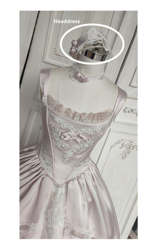 The Rose Covenant Embroidery Lolita Dress, Underskirt, Headdress and Hand Cuffs