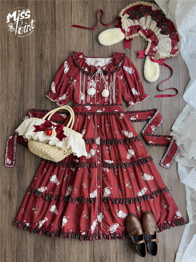 Miss Point Forest Berry Rabbit Lolita Short Sleeves Dress