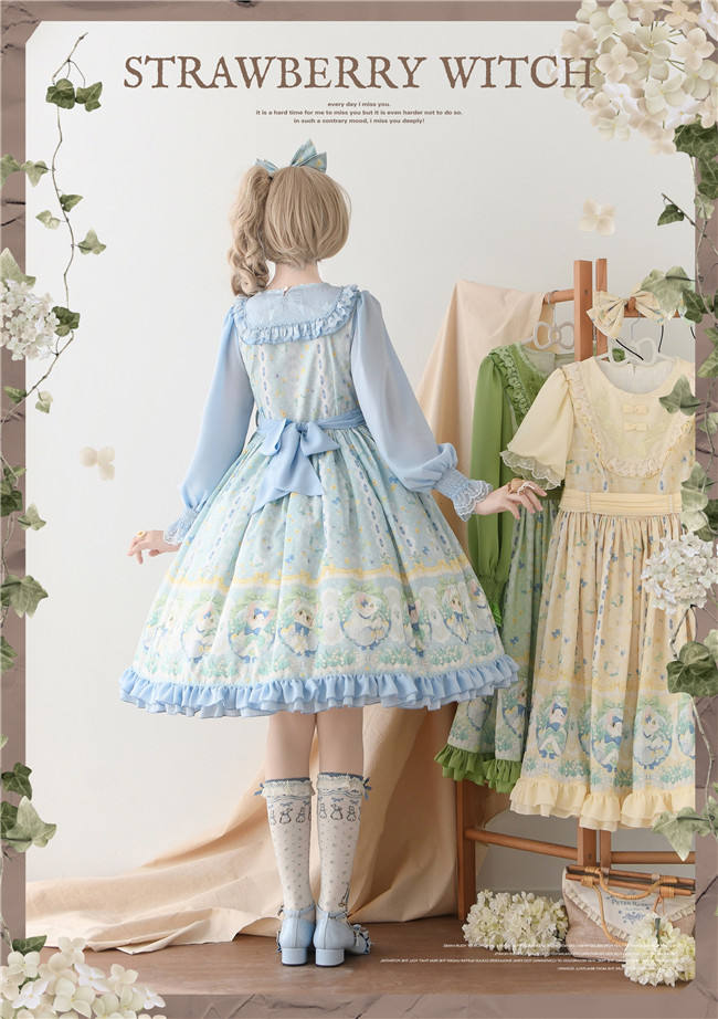 Strawberry Witch Kitten in the Lily of Valley Lolita Dress
