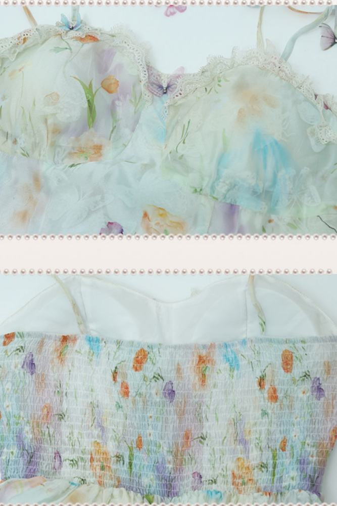 Hard Candy Plus Size Butterfly Shadows Retro Pastel Floral Strap Dress